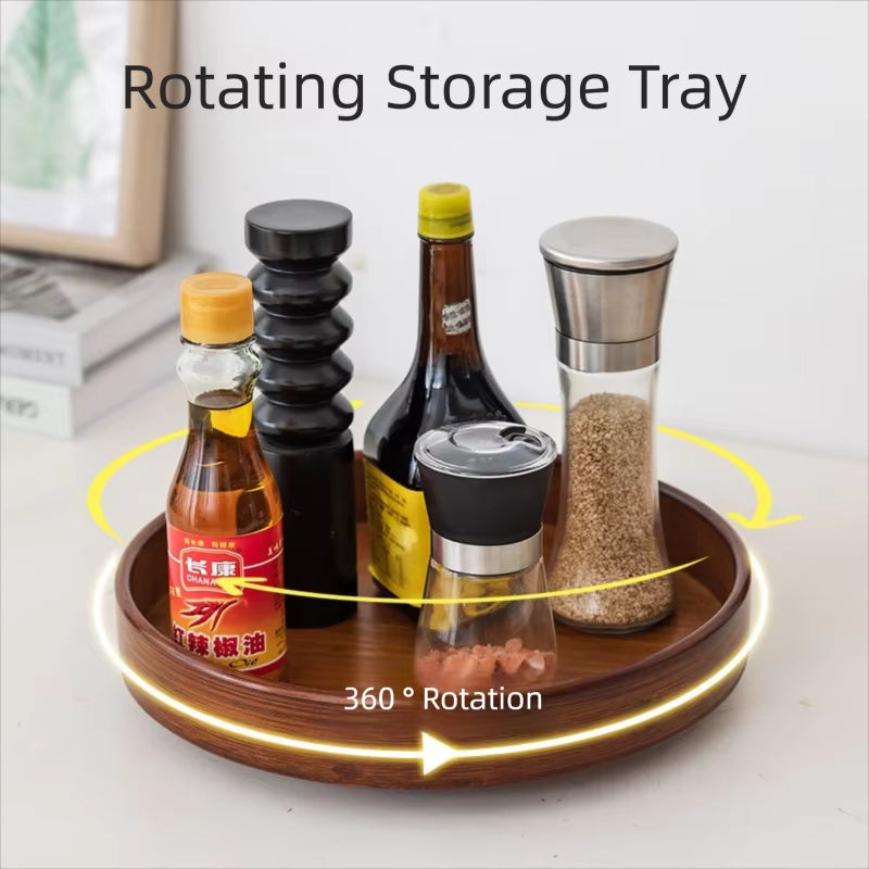 360° Rotating Wooden Storage Tray