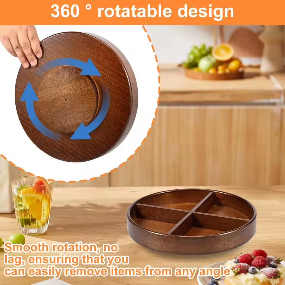 360° Rotating Wooden Storage Tray