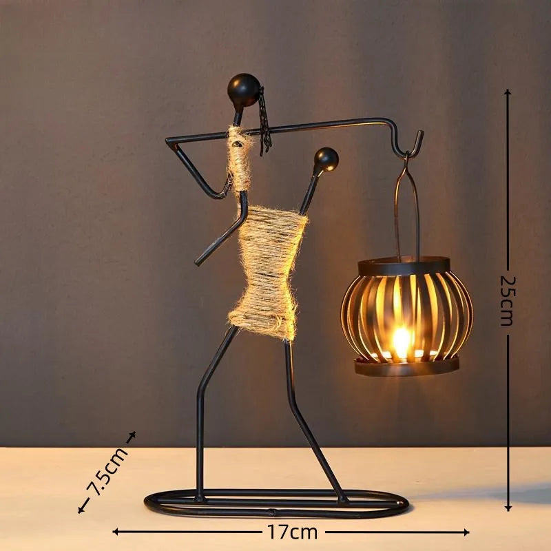 Nordic Metal Candle Holder Sculpture
