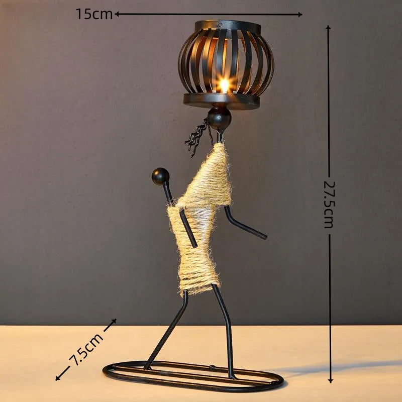 Nordic Metal Candle Holder Sculpture