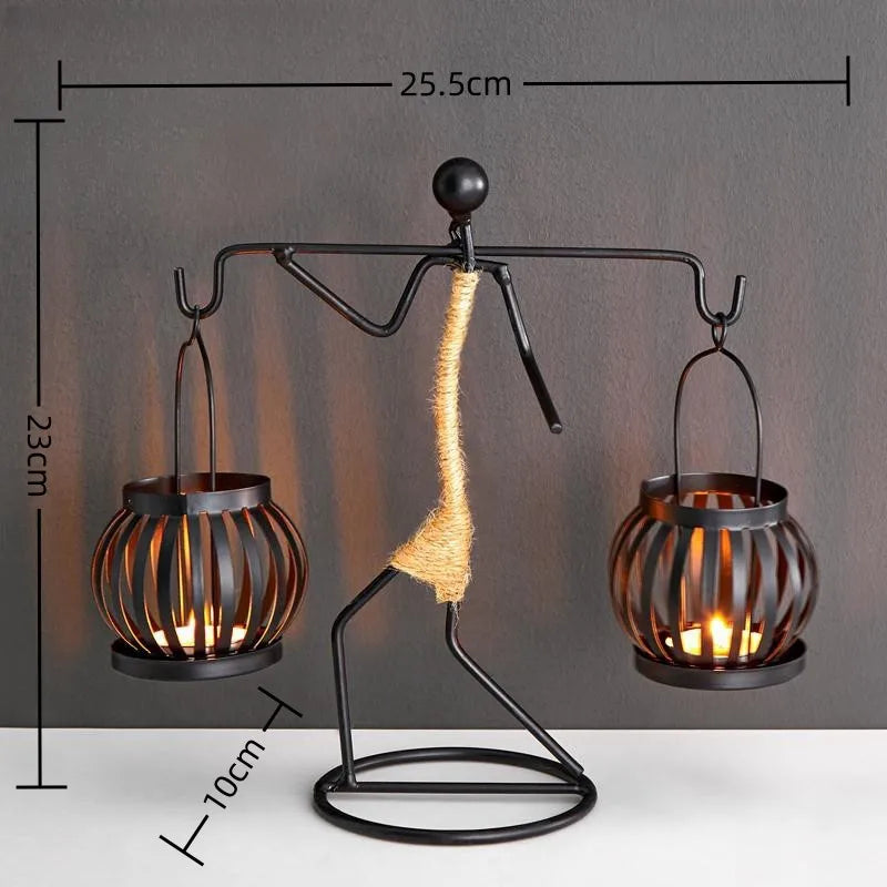 Nordic Metal Candle Holder Sculpture