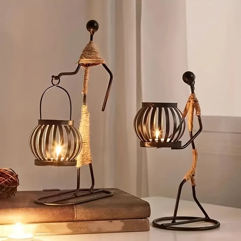 Nordic Metal Candle Holder Sculpture