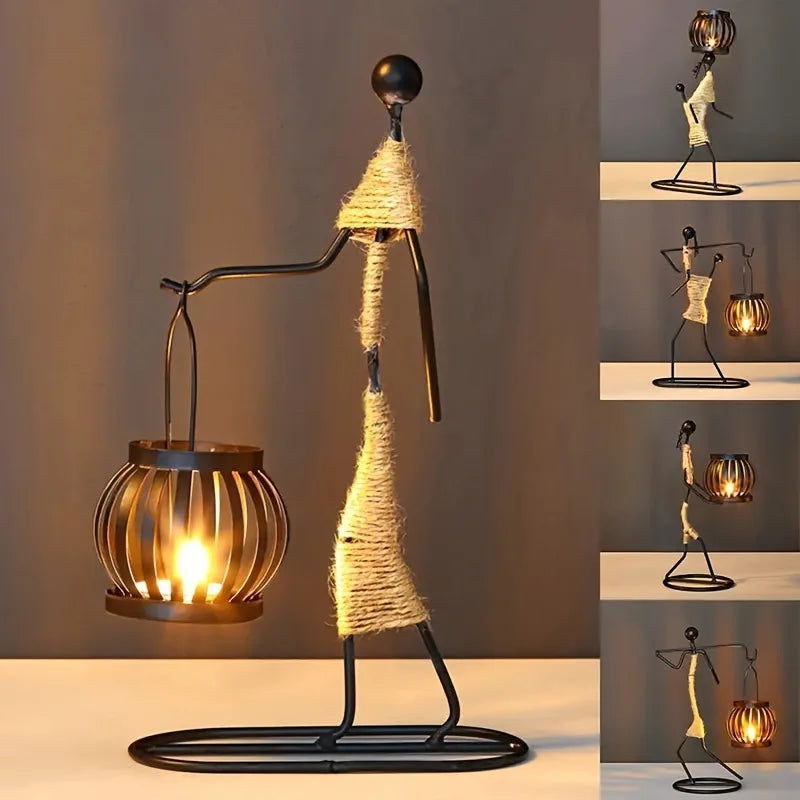 Nordic Metal Candle Holder Sculpture